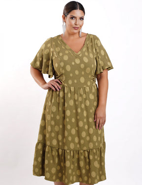 Vestido Midi Crepe Verde Musgo