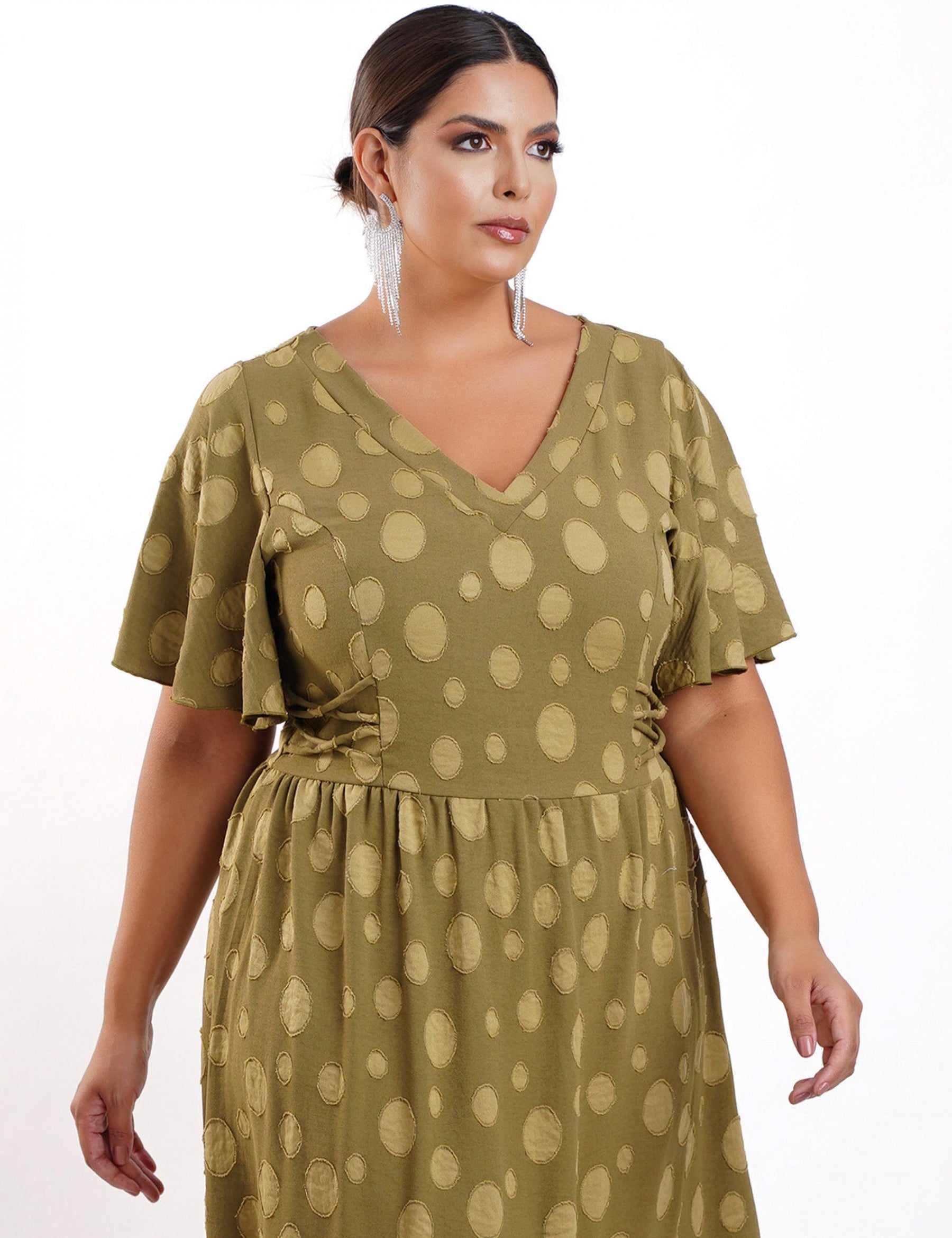 Vestido Midi Crepe Verde Musgo