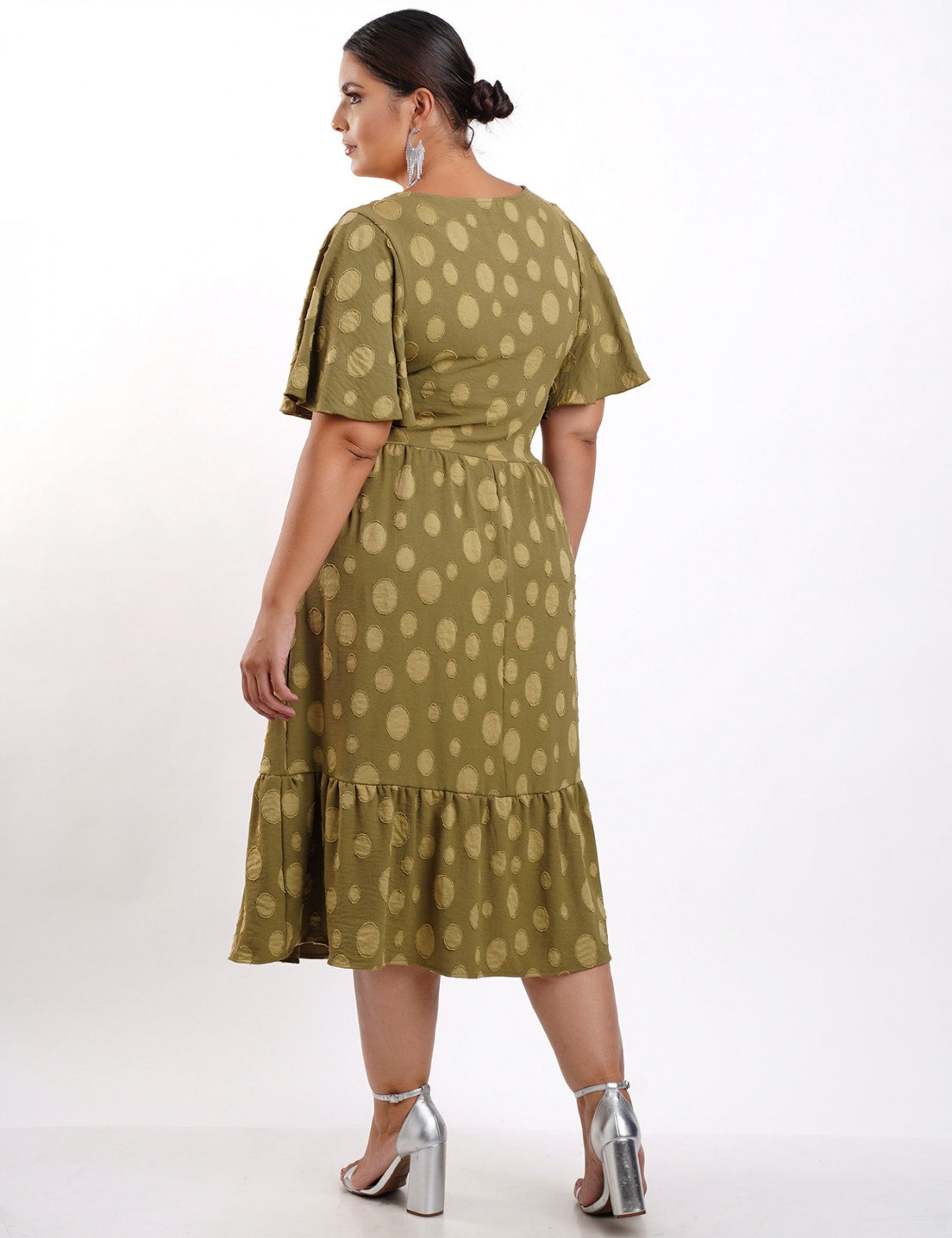 Vestido Midi Crepe Verde Musgo