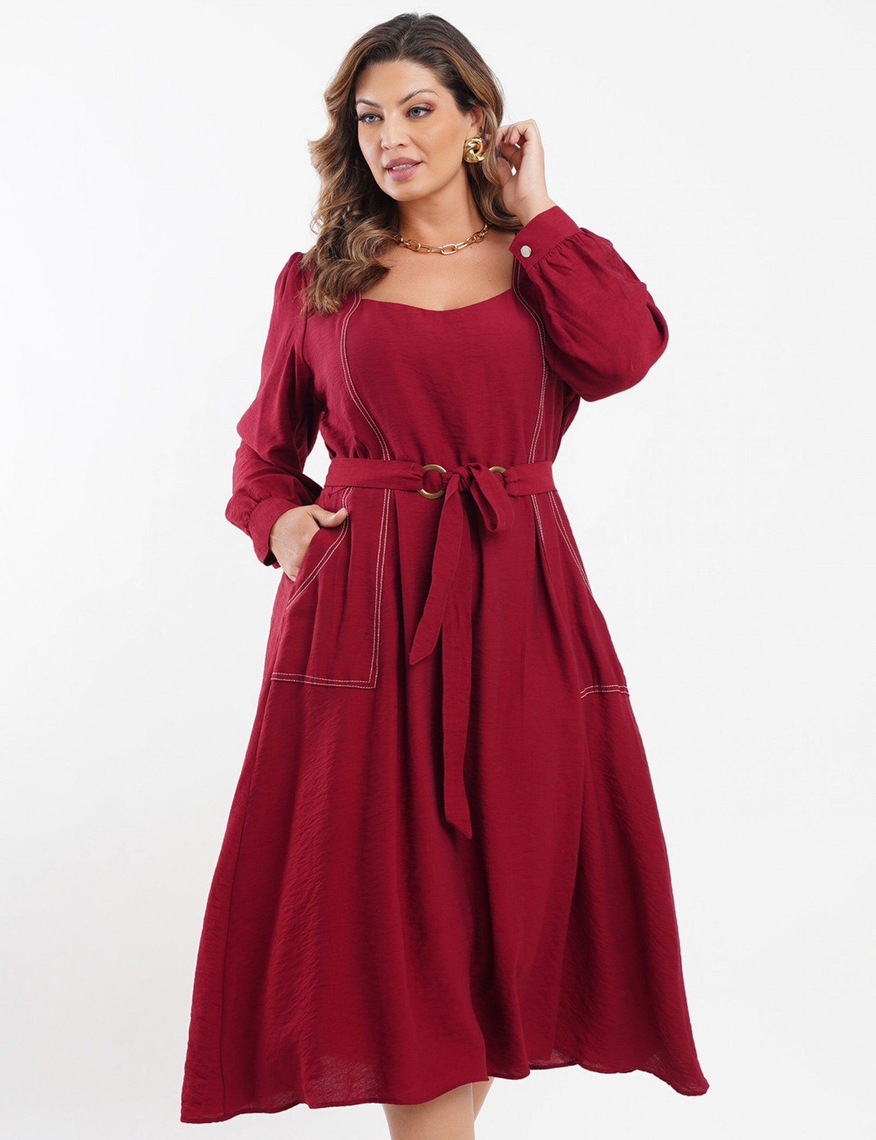 Vestido Midi Vinho