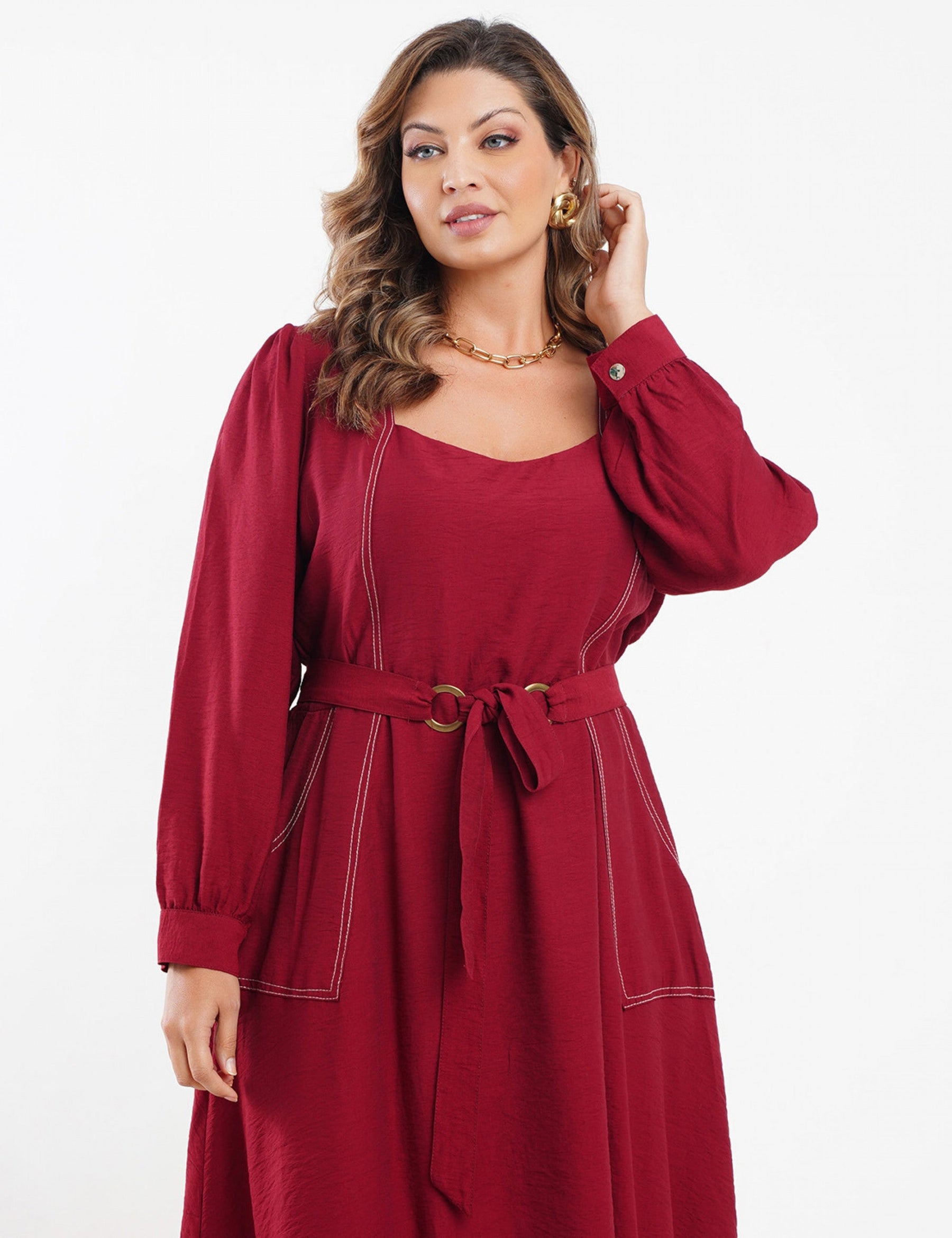 Vestido Midi Vinho