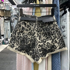 Short jeans retrô leopard