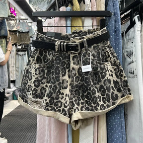 Short jeans retrô leopard