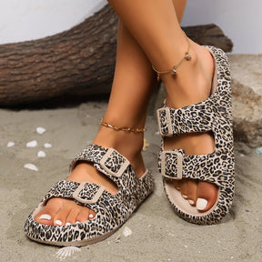 Chinelo slide leopard